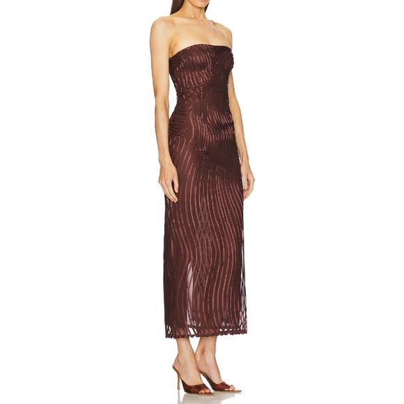 MICHAEL COSTELLO X REVOLVE Womens Strapless Opal Maxi Dress Chocolate Brown S - Picture 2 of 8